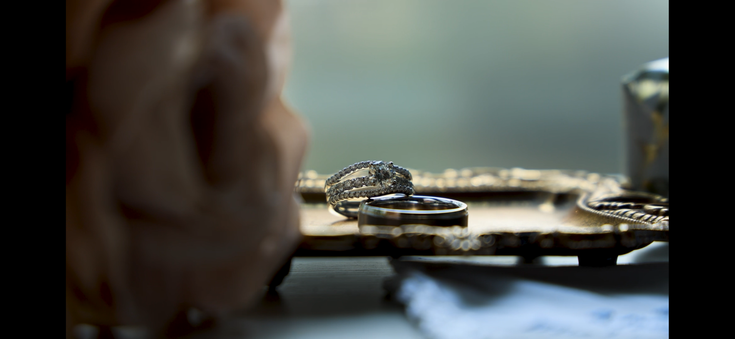 Wedding rings photographed in close detail